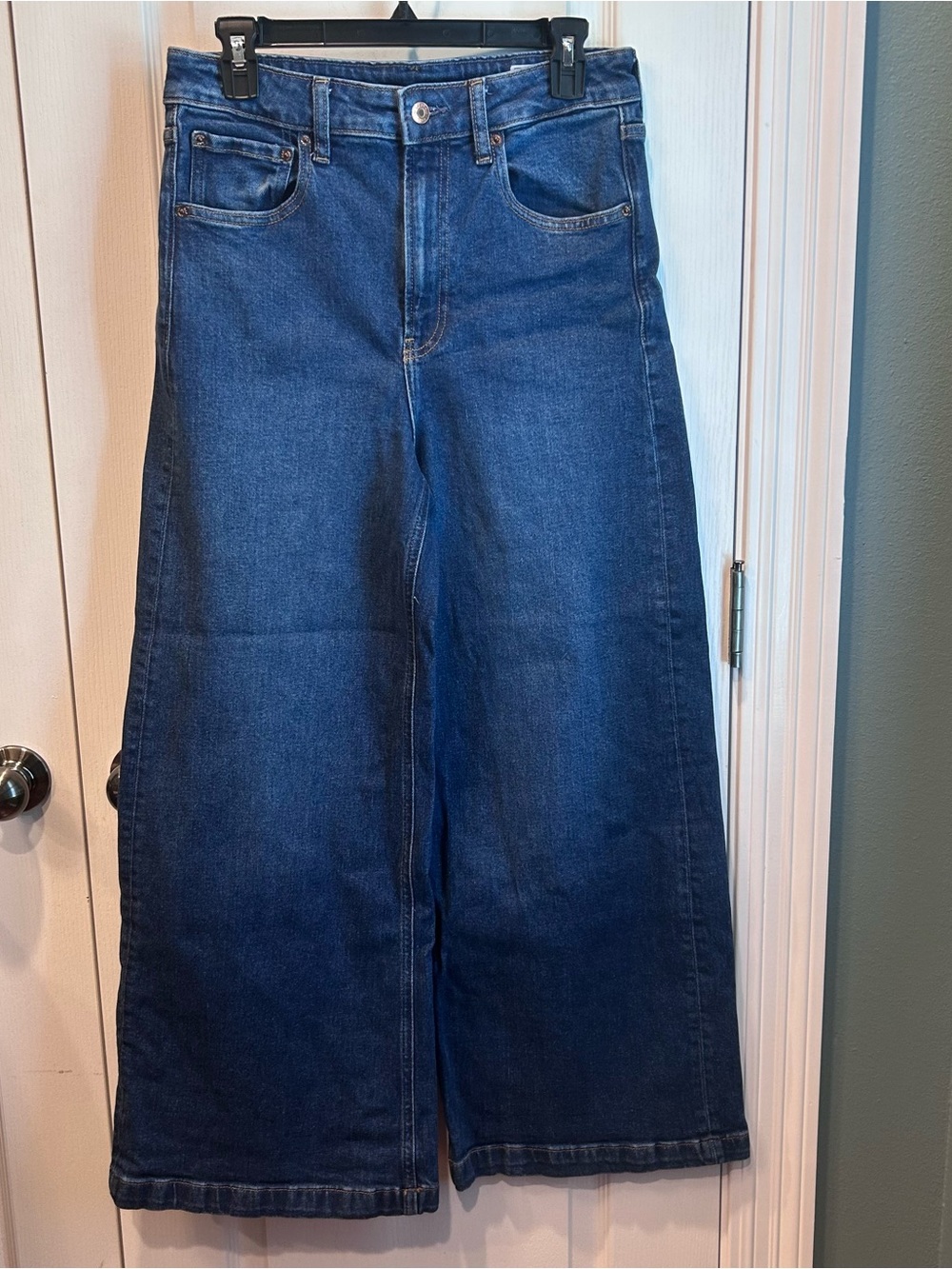 GAP Women’s Dark Wash Blue Denim High Rise Wide Leg Stretch 5-Pocket 8P/29 Jeans